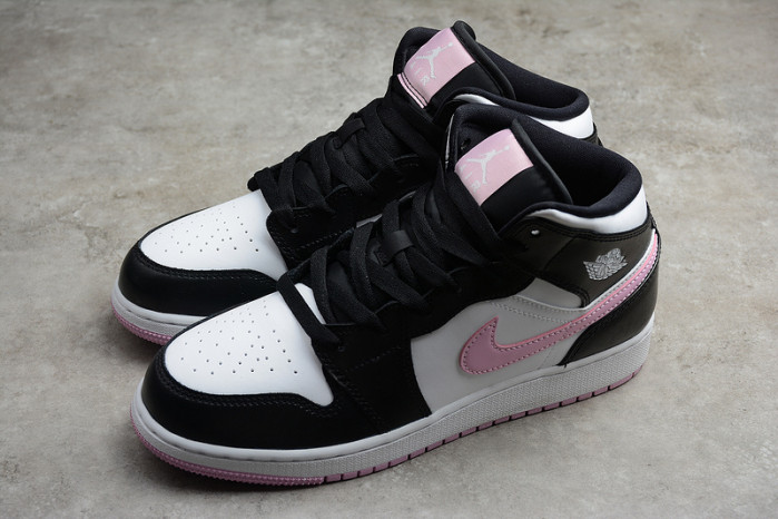 air jordan 1 mid white/light arctic pink-black 555112-103