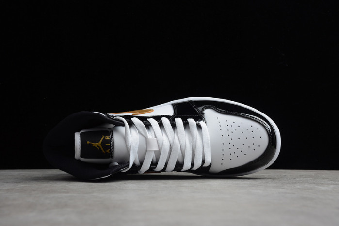 air jordan 1 mid patent black white gold 852542-007
